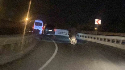Arka Işıkları Yanmayan Motosikletli Trafiği Tehlikeye Attı, Sürücüler Tepki Gösterdi