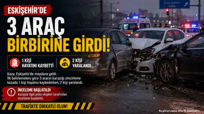 Eskişehir'de 3 Araç Birbirine Girdi: 1 Kişi Hayatını Kaybetti, 2 Yaralı