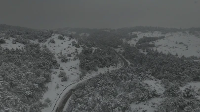 Eskişehir Bozdağ Karla Kaplandı, Yüksek Rakım Havadan Görüntülendi