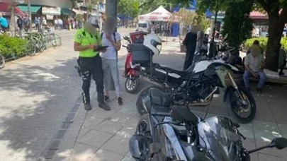 Yaya alanlarına giren 43 motosiklet ve motorlu bisiklet sürücüsüne ceza yazıldı