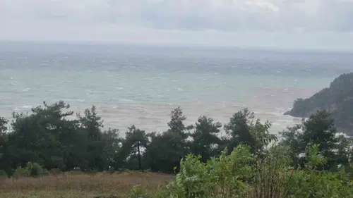 Bartın'da sağanak sonrası Karadeniz'in rengi değişti: Çamurlu sular kıyıya ulaştı