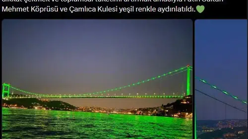 İstanbul'un simge yapıları ruh sağlığı farkındalığı için yeşile büründü