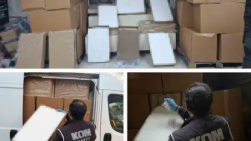 Gaziemir'de mobil depo operasyonu: Milyonlarca kaçak makaron ele geçirildi