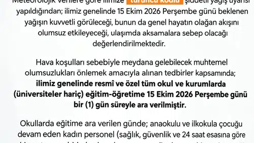Sakarya'da turuncu kodlu yağış alarmı: Okullara bir gün ara verildi