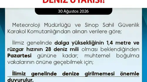 Sinop'ta deniz yasağı: Pazartesiye kadar girilmesin