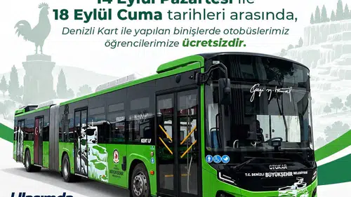 Denizli'de öğrencilere okulun ilk haftasında ücretsiz ulaşım desteği