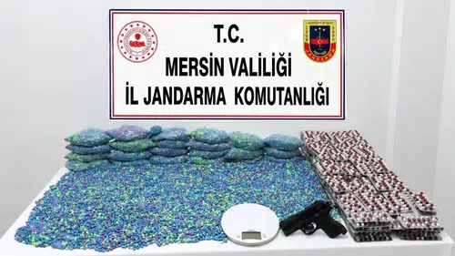 Erdemli'de jandarma operasyonu: 70 bin uyuşturucu hap ele geçirildi