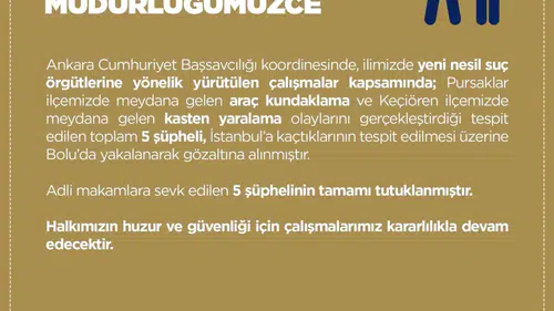 Ankara'daki suç örgütü üyeleri Bolu'da yakayı ele verdi