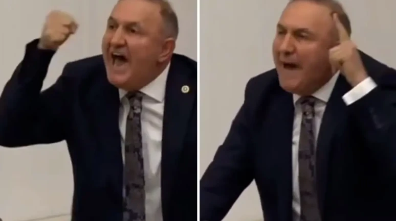 Masaya vura vura "Öcalan şerefsizdir" dedi! DEM sıralarını ayağa kaldıran sözler