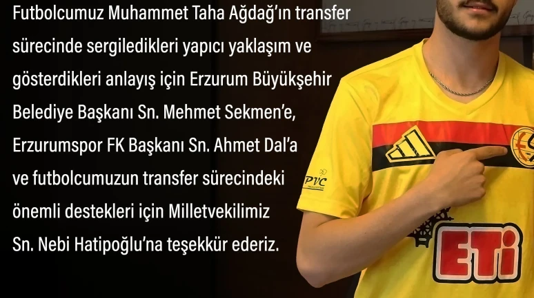Eskişehirspor’dan Taha Ağdağ transferi için teşekkür mesajı