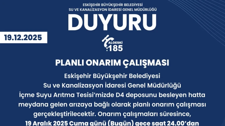 Eskişehir’de Planlı Su Kesintisi: Tepebaşı’nda Birçok Mahalle Etkilenecek
