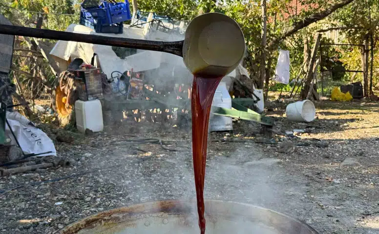 Eskişehir’de üzümler geleneksel yöntemle pekmeze dönüştürülüyor