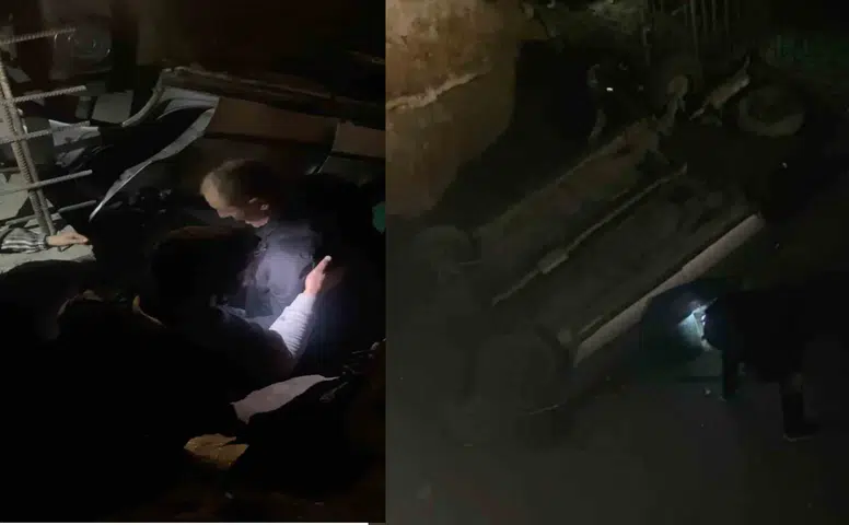 Eskişehir'de Çukura Düşen Otomobilden Yaralıları Böyle Çıkardılar