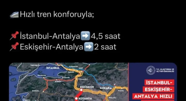 Eskişehir-Antalya Arası Hızlı Trenle  2 Saate Düşecek