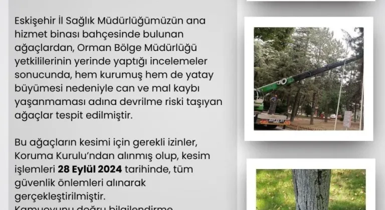 Eskişehir İl Sağlık Müdürlüğü'nden Ağaç Kesimi