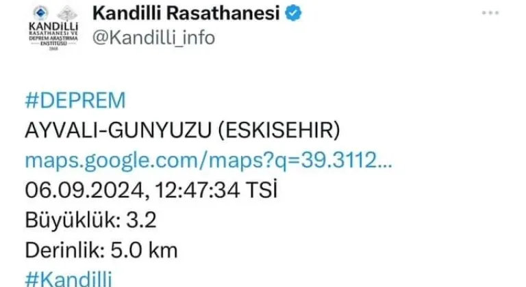 Eskişehir’de 3.2 Şiddetinde Deprem Meydana Geldi