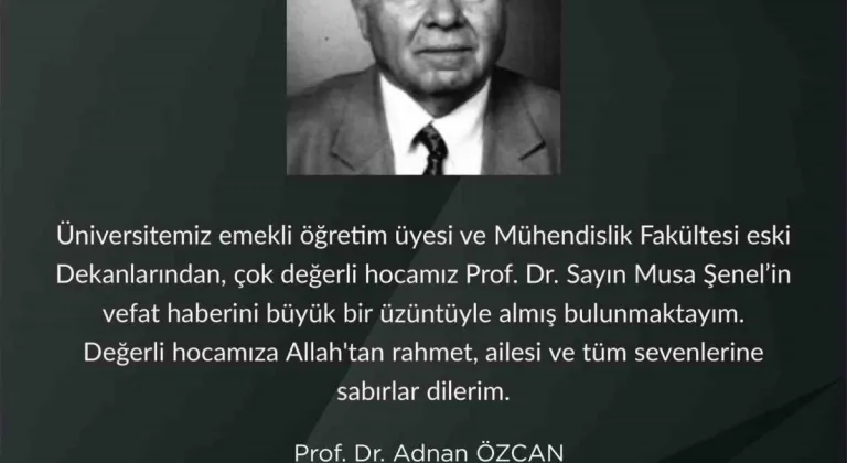 Rektör Özcan'dan Prof. Dr. Musa Şenel'in Vefatı Dolayısıyla Taziye Mesajı