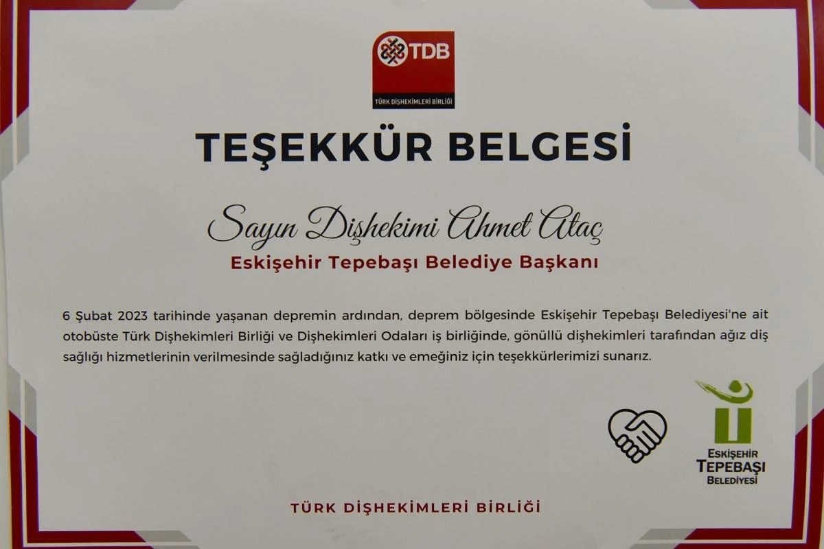 Türk Dişhekimleri Birliği’nden Başkan Ataç’a teşekkür
