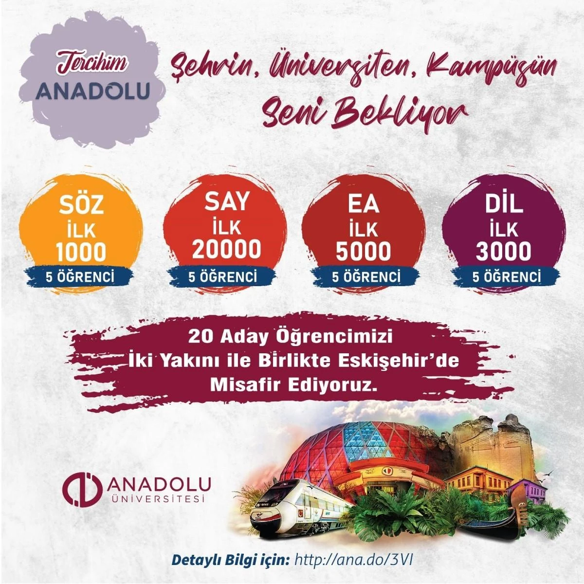 Anadolu Üniversitesi başarılı öğrencileri Eskişehir’de ağırlıyor
