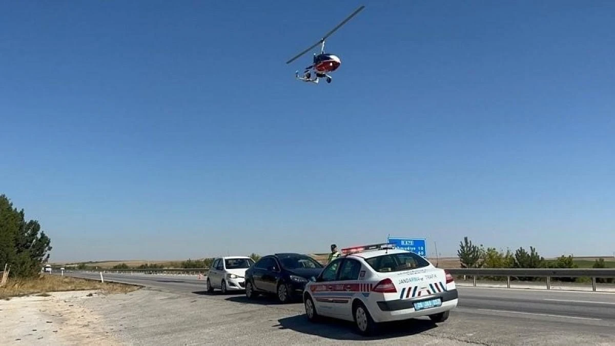 ‘Cayrokopter’ destekli denetimle kurallara uymayan sürücüler tespit edildi 