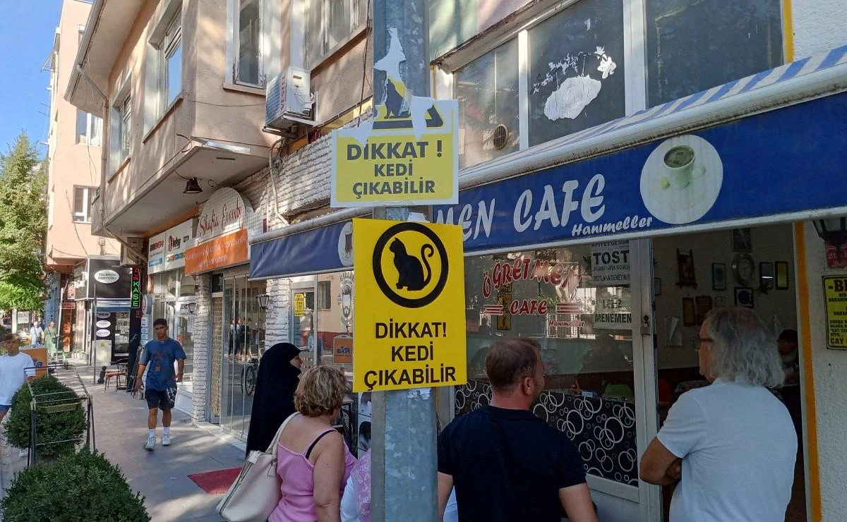 Vandallar hayvansever esnafın plastik uyarı levhasına göz dikti 