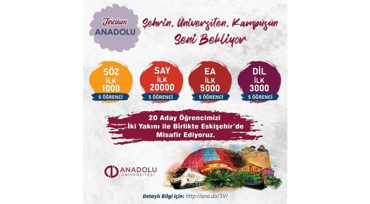 Anadolu Üniversitesi başarılı öğrencileri Eskişehir'de ağırlıyor