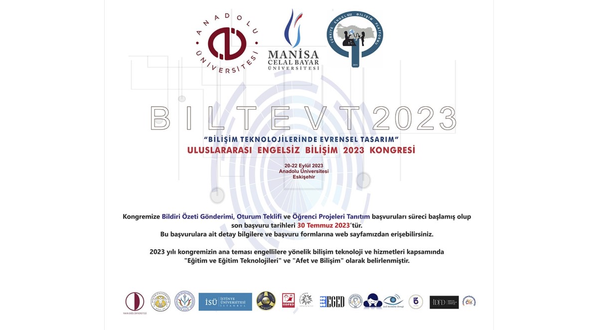 Anadolu Üniversitesi, Biltevt2023: Uluslararası Engelsiz Bilişim 2023 Kongresi’ni düzenleyerek önemli bir kongreye daha ev sahipliği yapacak.
